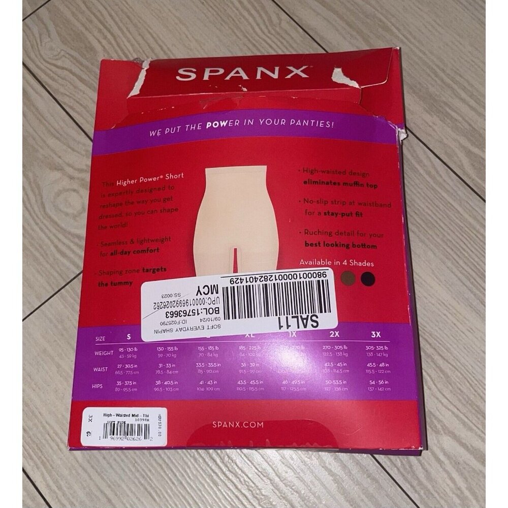 Spanx Higher Power Mid Thigh Short Shapewear 10398R Womens Plus 3X Beige New - Picture 2 of 2